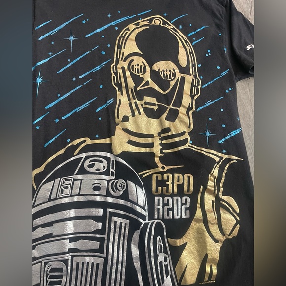 Vintage Star Wars AOP R2D2 C-3PO Shirt Men’s Medium Madee In USA - Picture 2 of 8
